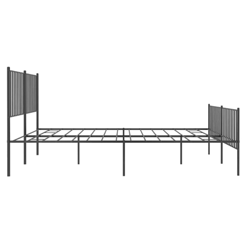 vidaXL Black Metal Queen Bed Frame with Headboard & Footboard, Heavy-Duty, No Mattress