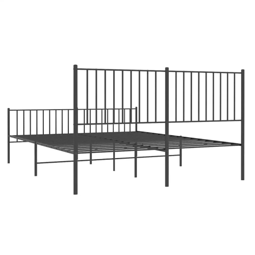 vidaXL Black Metal Queen Bed Frame with Headboard & Footboard, Heavy-Duty, No Mattress