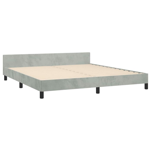 vidaXL Velvet Platform Bed Frame, No Box Spring Needed/No Mattress, Light Gray King Bed