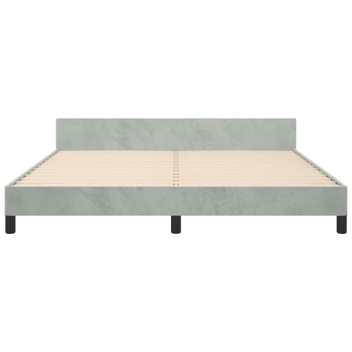 vidaXL Velvet Platform Bed Frame, No Box Spring Needed/No Mattress, Light Gray King Bed