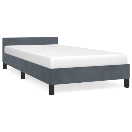 VIDAXL  Velvet Platform Bed Frame, No Box Spring Needed/no Mattress, Dark Twin Bed In Gray