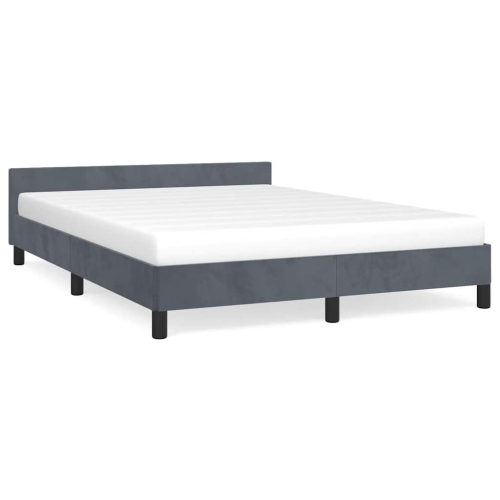 vidaXL Velvet Platform Bed Frame, No Box Spring Needed/No Mattress, Dark Gray Queen Bed