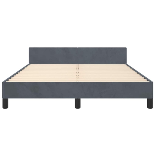 vidaXL Velvet Platform Bed Frame, No Box Spring Needed/No Mattress, Dark Gray Queen Bed