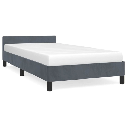 vidaXL Velvet Platform Bed Frame, No Box Spring Needed/No Mattress, Dark Gray Twin XL Bed