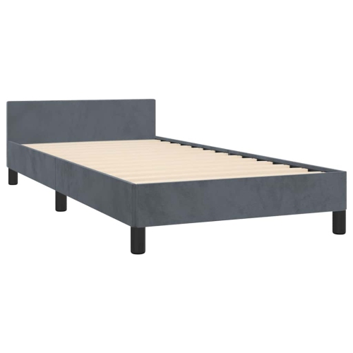 vidaXL Velvet Platform Bed Frame, No Box Spring Needed/No Mattress, Dark Gray Twin XL Bed