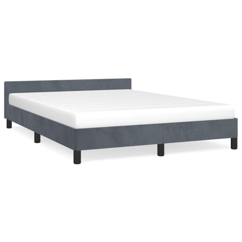 VIDAXL  Velvet Platform Bed Frame, No Box Spring Needed/no Mattress, Dark Full Bed In Gray