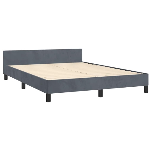 vidaXL Velvet Platform Bed Frame, No Box Spring Needed/No Mattress, Dark Gray Full Bed