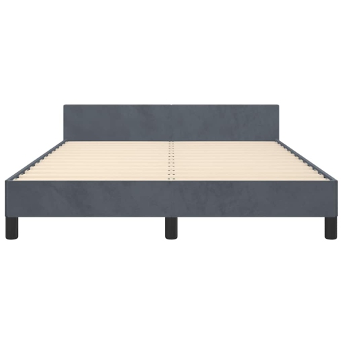vidaXL Velvet Platform Bed Frame, No Box Spring Needed/No Mattress, Dark Gray Full Bed