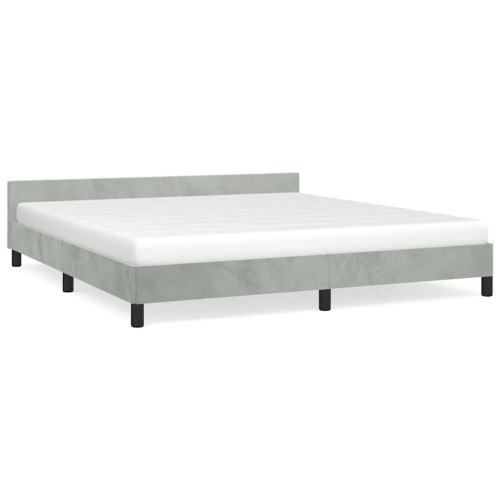 vidaXL Velvet Platform Bed Frame, No Box Spring Needed/No Mattress, Light Gray California King Bed