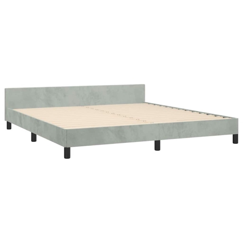 vidaXL Velvet Platform Bed Frame, No Box Spring Needed/No Mattress, Light Gray California King Bed