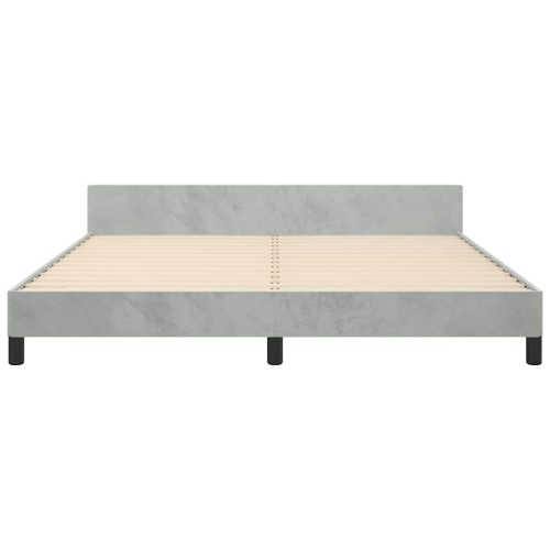 vidaXL Velvet Platform Bed Frame, No Box Spring Needed/No Mattress, Light Gray California King Bed