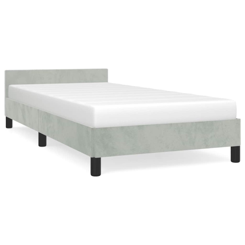 VIDAXL  Velvet Platform Bed Frame, No Box Spring Needed/no Mattress, Light Twin Xl Bed In Gray