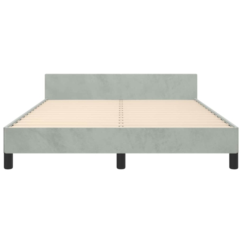 vidaXL Velvet Platform Bed Frame, No Box Spring Needed/No Mattress, Light Gray Full Bed