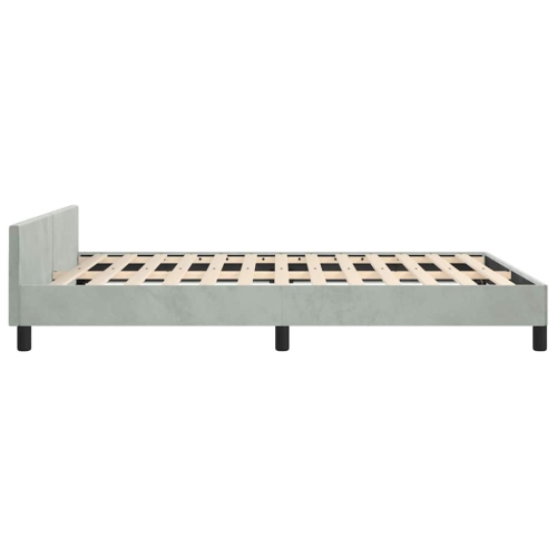 vidaXL Velvet Platform Bed Frame, No Box Spring Needed/No Mattress, Light Gray Full Bed