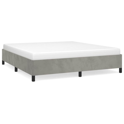 VIDAXL  California King Bed Frame, Velvet Upholstered Platform Bed Frame, Light Gray, No Mattress