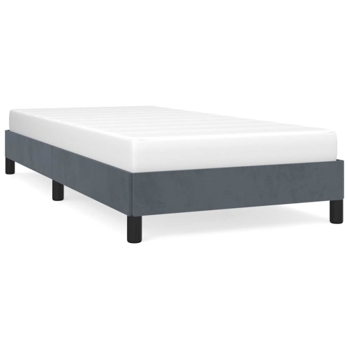 VIDAXL  Twin Bed Frame, Velvet Upholstered Platform Bed Frame, Dark Gray, No Mattress