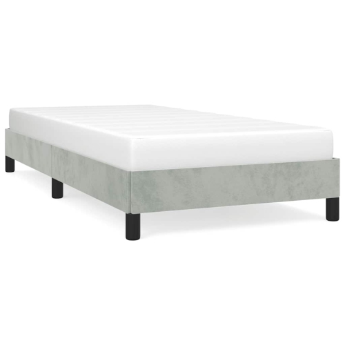 VIDAXL  Twin Bed Frame, Velvet Upholstered Platform Bed Frame, Light Gray, No Mattress