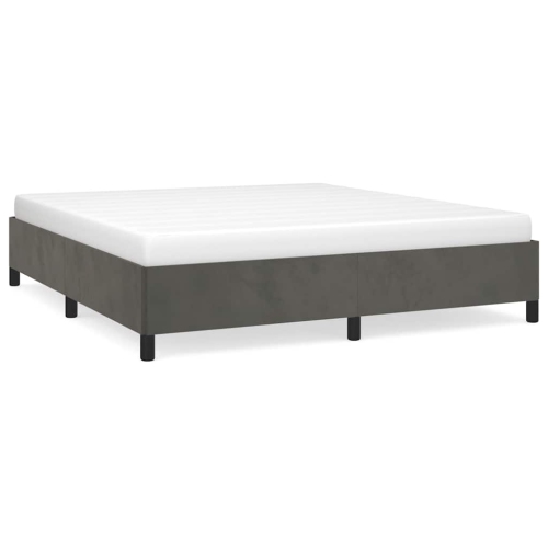 VIDAXL  California King Bed Frame, Velvet Upholstered Platform Bed Frame, Dark Gray, No Mattress