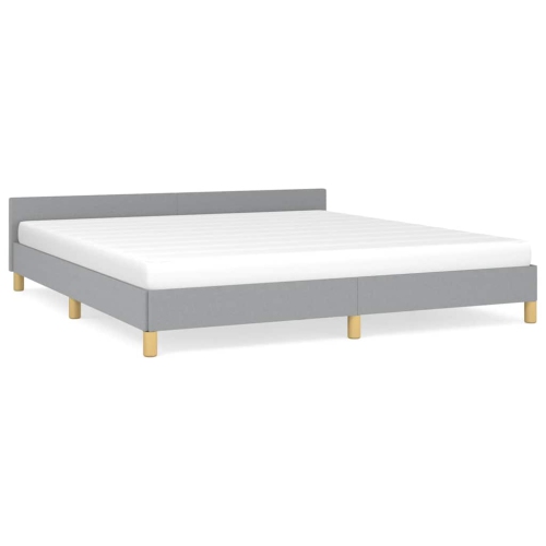 vidaXL Fabric King Platform Bed Frame, Slats Support, Easy Assembly, No Mattress, Light Gray