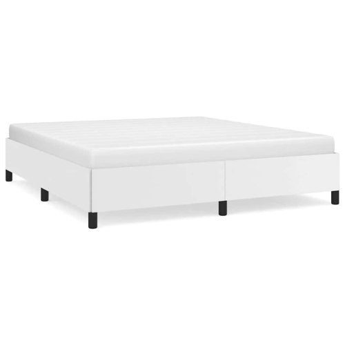 VIDAXL  King Bed Frame, Faux Leather Upholstered Platform Bed Frame, White, No Mattress