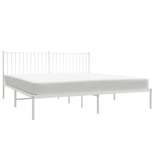 vidaXL Metal California King Bed Frame with Headboard, Under-Bed Storage, Heavy-Duty, No Mattress
