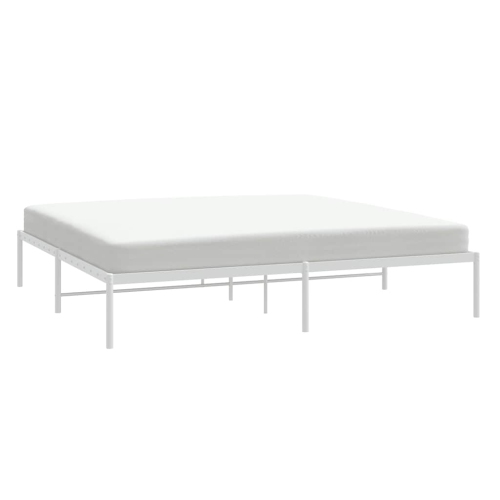 vidaXL White Metal California King Bed Frame, Under-Bed Storage, Heavy-Duty, No Mattress