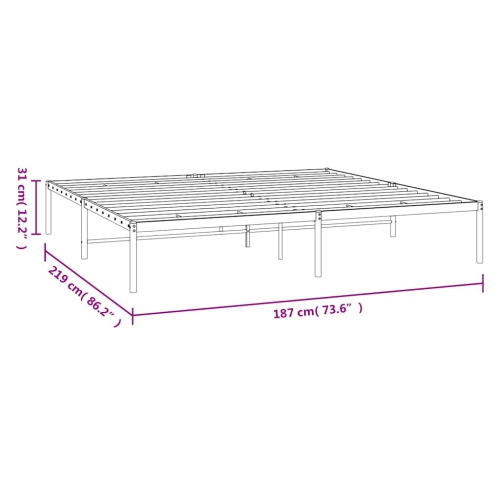 vidaXL White Metal California King Bed Frame, Under-Bed Storage, Heavy-Duty, No Mattress