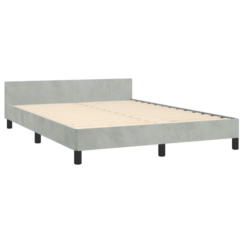 vidaXL Velvet Platform Bed Frame, No Box Spring Needed/No Mattress, Light Gray Queen Bed