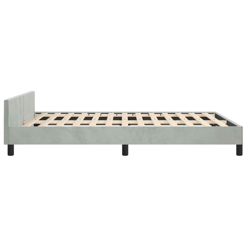 vidaXL Velvet Platform Bed Frame, No Box Spring Needed/No Mattress, Light Gray Queen Bed