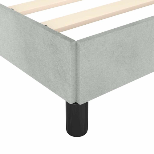vidaXL Velvet Platform Bed Frame, No Box Spring Needed/No Mattress, Light Gray Queen Bed