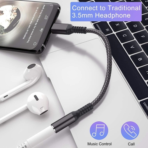 USB Type C to 3.5mm Adapter, 1/8 Inch Headphone Jack Audio Aux Converter for iPhone 15, Galaxy S20 S21 S22 Ultra Plus Note 20 A53, Pixel 5, iPad 10