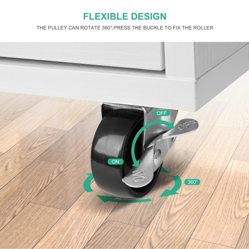 5-Drawer Mobile Filing Cabinets and Office Storage，File Vertical Wood Folder Organizer Cabinet with 360° Rotation Casters - White