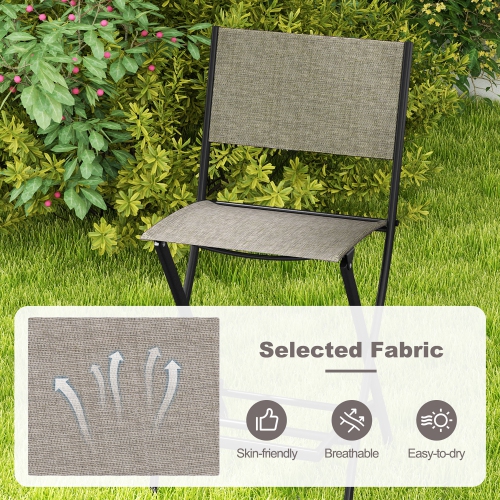 Gymax Folding Bar Stools Set of 6 Patio Sling Chairs w/ Backrest Humanized Footrest Coffee