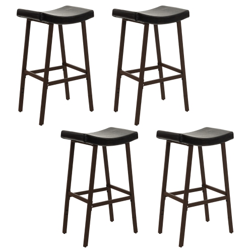 Gymax Bar Stools Set of 4 Saddleshaped Bar Stools Upholstered PU