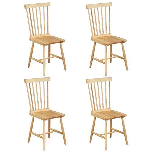 GYMAX  Dining Chair Set Of 4 Solid Wood Windsor Chair W/ High Spindle Back & Wide Seat