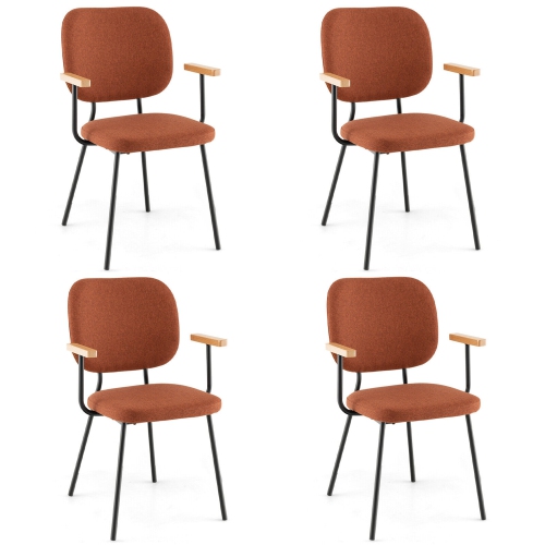GYMAX  Set Of 4 Fabric Kitchen Dining Chair Armchair Padded Modern Accent Chair
