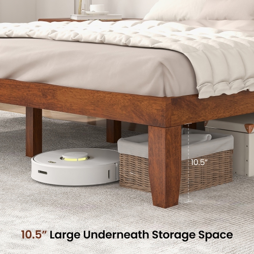 Gymax 14'' Full Size Wooden Platform Bed Frame w/ Strong Slat Support Brown Cherry