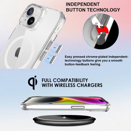 Uolo Shield Tempered Glass Screen Proteector w/ Uolo Soul+ Military-Grade Protection MagSafe Case, iPhone 15 Clear Bundle