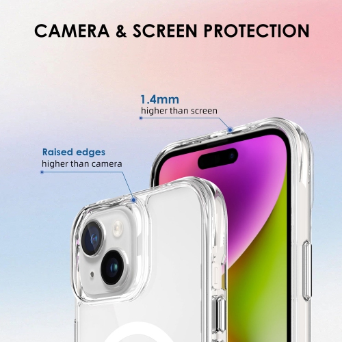 Uolo Shield Tempered Glass Screen Proteector w/ Uolo Soul+ Military-Grade Protection MagSafe Case, iPhone 15 Black Bundle