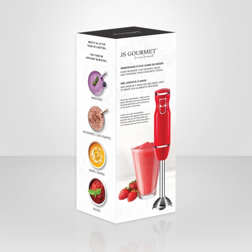 JS Gourmet - 2 Speed Hand Blender, Stainless Steel Blade, 300 Watts, Red
