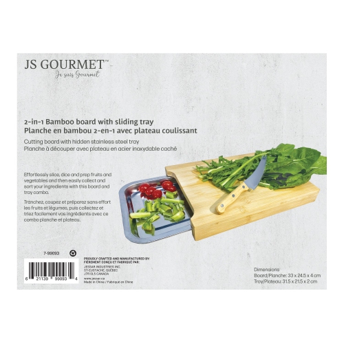 JS Gourmet - Bamboo Cutting Board with Sliding Tray