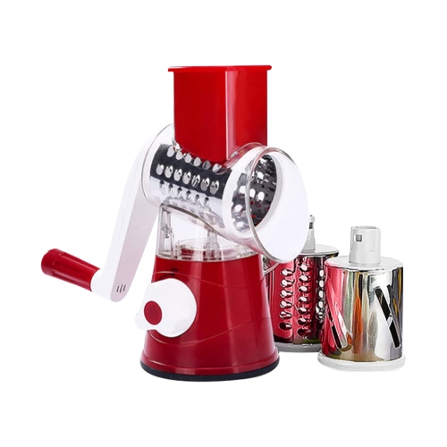 JS Gourmet - 3 in 1 Multi-Slicer, Slice, Shred and Grate, Red