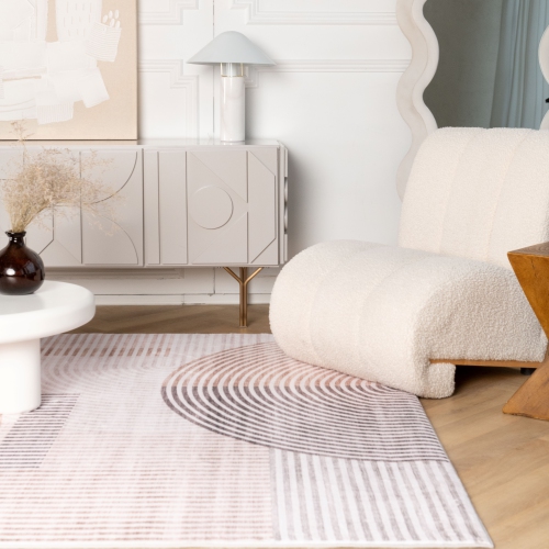 Rug Branch Minimalist Abstract Geometric Beige Brown Indoor Soft Area Rug