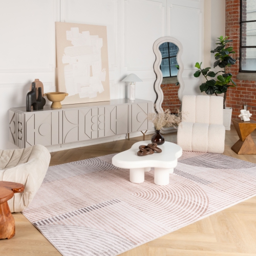 Rug Branch Minimalist Abstract Geometric Beige Brown Indoor Soft Area Rug