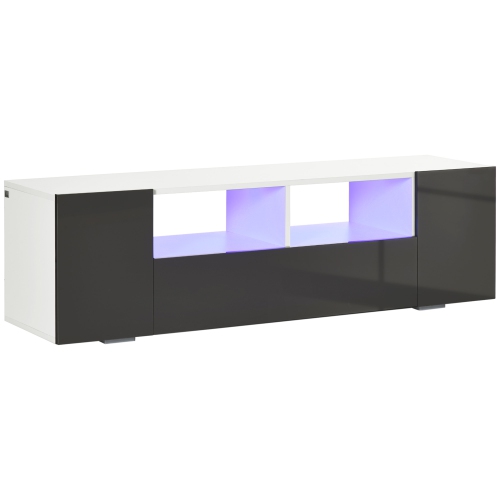 HOMCOM – Meuble pour téléviseur très lustré pour téléviseurs jusqu’à 60 po avec éclairage DEL, meuble de divertissement avec tablettes de rangement e