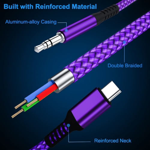 NIERBO USB C Aux Cable 4FT, Type C 3.5mm Jack Adapter, Audio Cord for Car Stereo, Headphone, iPhone 15, Samsung Galaxy S23 S22 S21 Ultra Plus Note