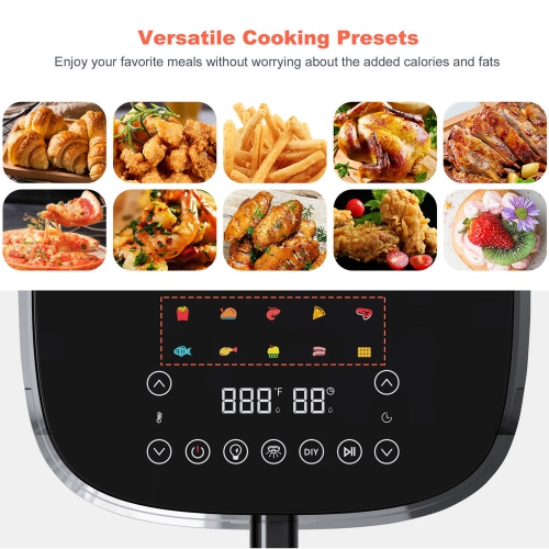 5L Air Fryer with View Window , 10-in-1 Electric Oil Free Airfryer Oven with Digital Touchscreen, Steam Air Technology and 10 Cooking Preset, 1500W