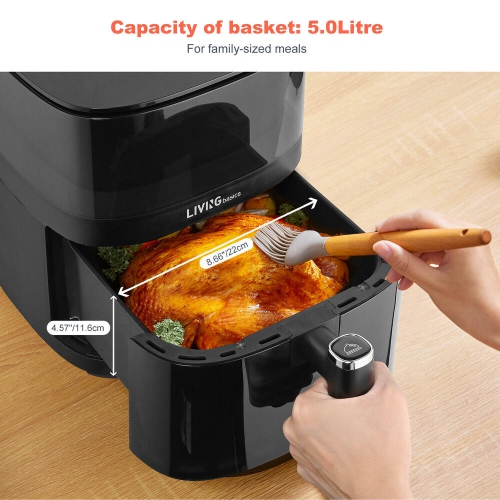 5L Air Fryer with View Window , 10-in-1 Electric Oil Free Airfryer Oven with Digital Touchscreen, Steam Air Technology and 10 Cooking Preset, 1500W