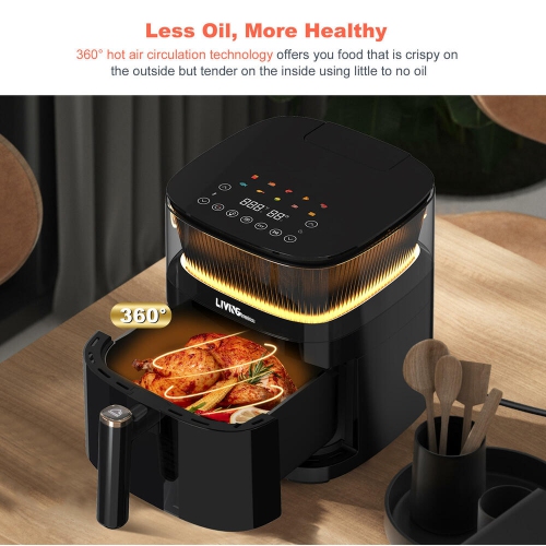 5L Air Fryer with View Window , 10-in-1 Electric Oil Free Airfryer Oven with Digital Touchscreen, Steam Air Technology and 10 Cooking Preset, 1500W