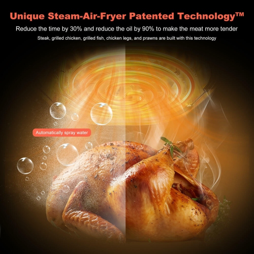 5L Air Fryer with View Window , 10-in-1 Electric Oil Free Airfryer Oven with Digital Touchscreen, Steam Air Technology and 10 Cooking Preset, 1500W